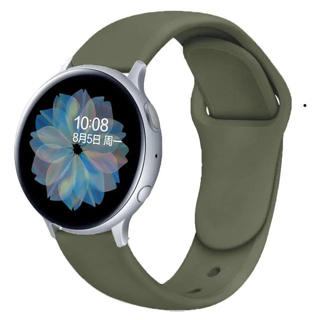 Samsung Galaxy Watch Active 2 sports strap with reverse buckle clasp in lilac silicone