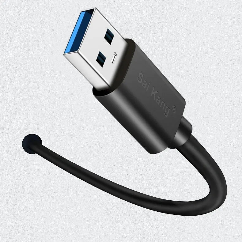 Black USB male to female extension cable with choice of USB 3.0 or USB 2.0 connector, shown in lengths from 1 to 5 metres.