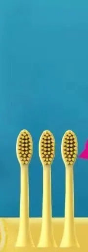 Yellow rechargeable smart electric toothbrush with soft bristles and a small duck design.