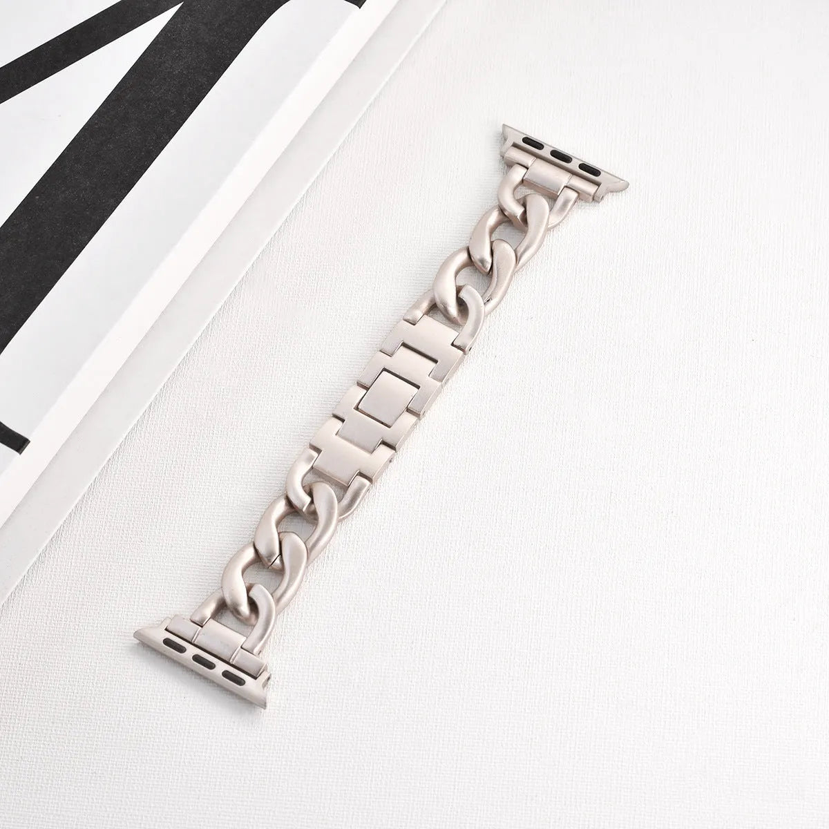 Metal chain link watch strap for Apple Watch in silver gold black rose gold and starlight finishes