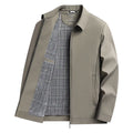 Men's solid colour casual jacket with polo collar and side seam pockets in polyester fabric