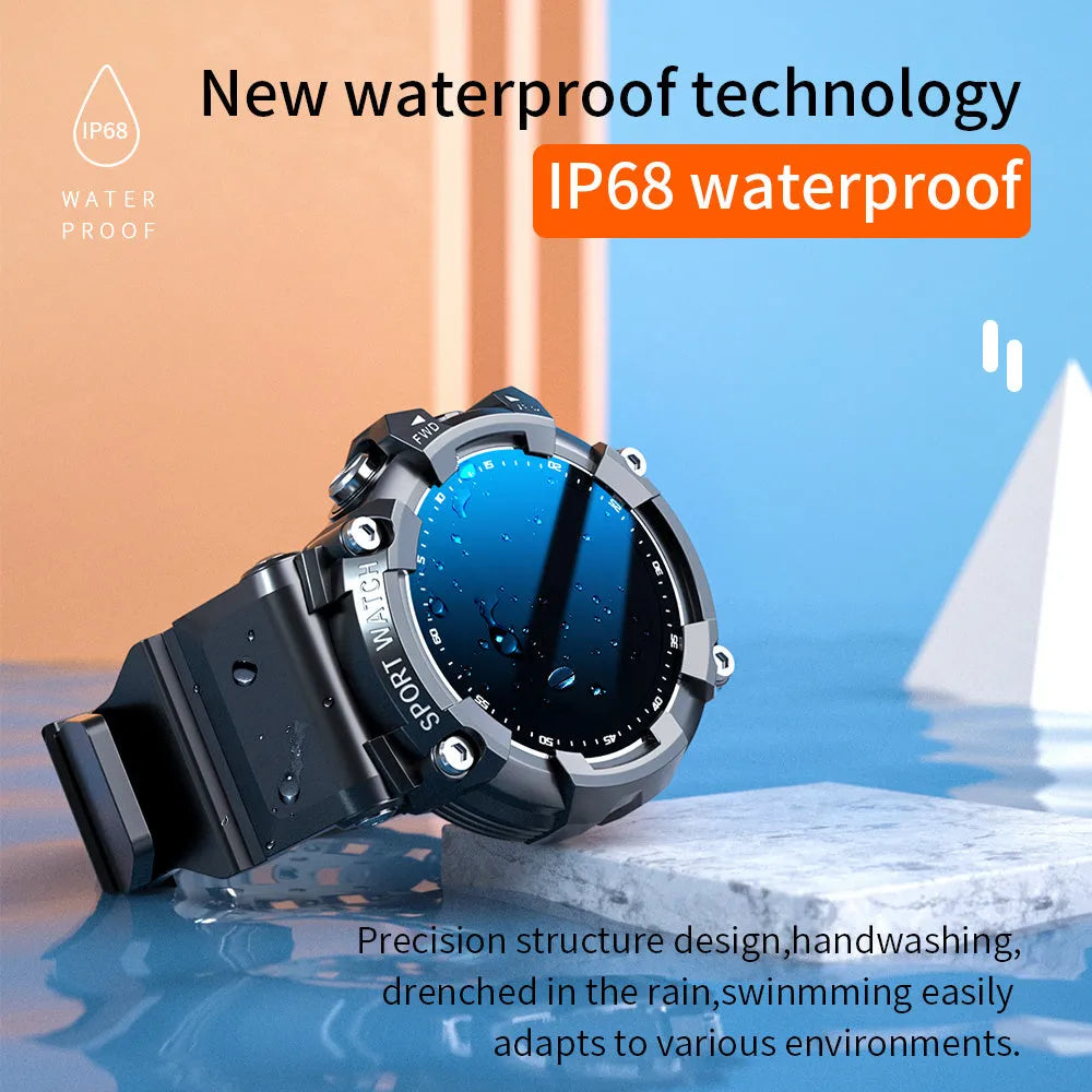 ATTACK 3 IP67 waterproof smart watch with round screen shown in black, white, and pink colour options