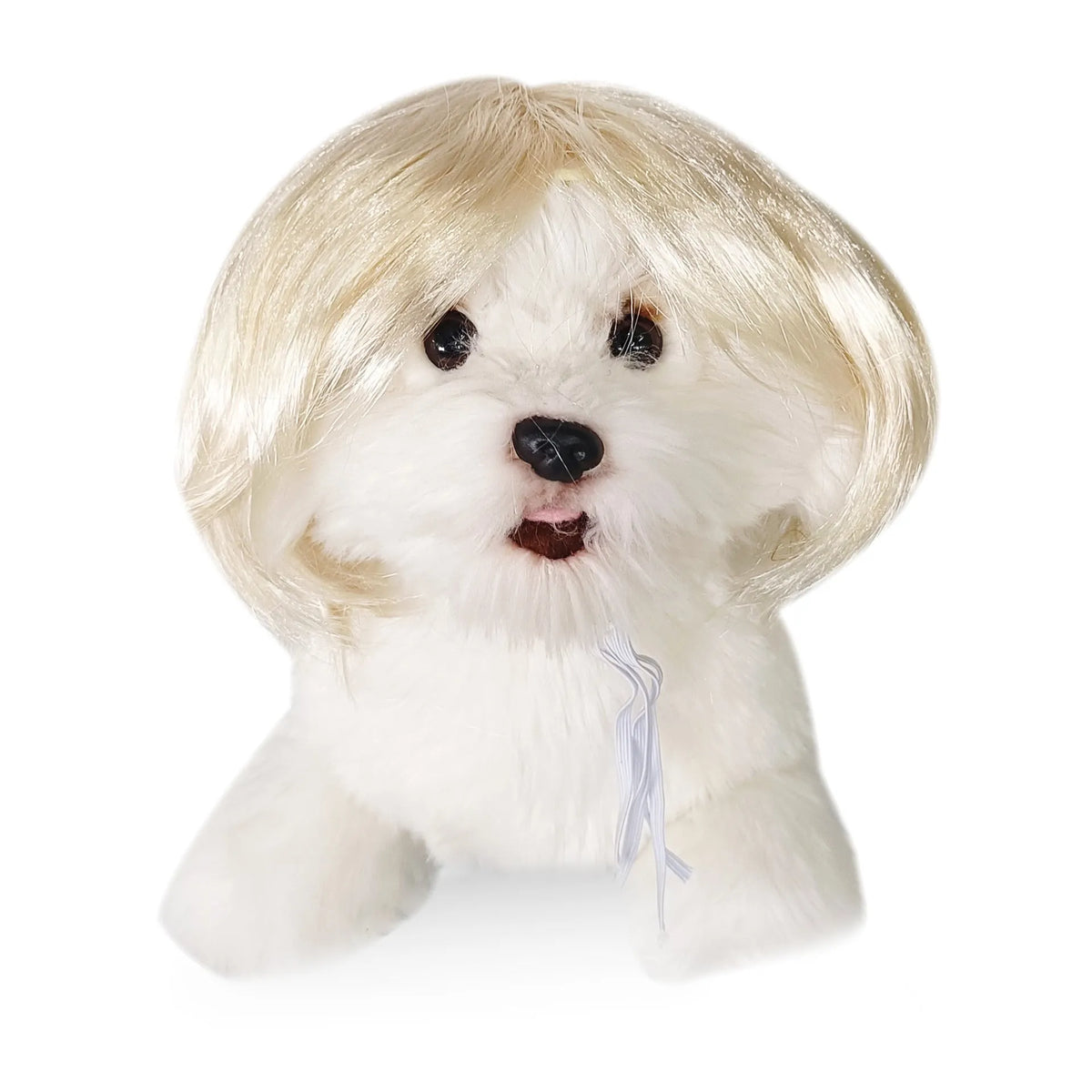Halloween pet wig for cats and dogs in high-temperature fibre, shown in blue, natural, orange, red and silver colour options