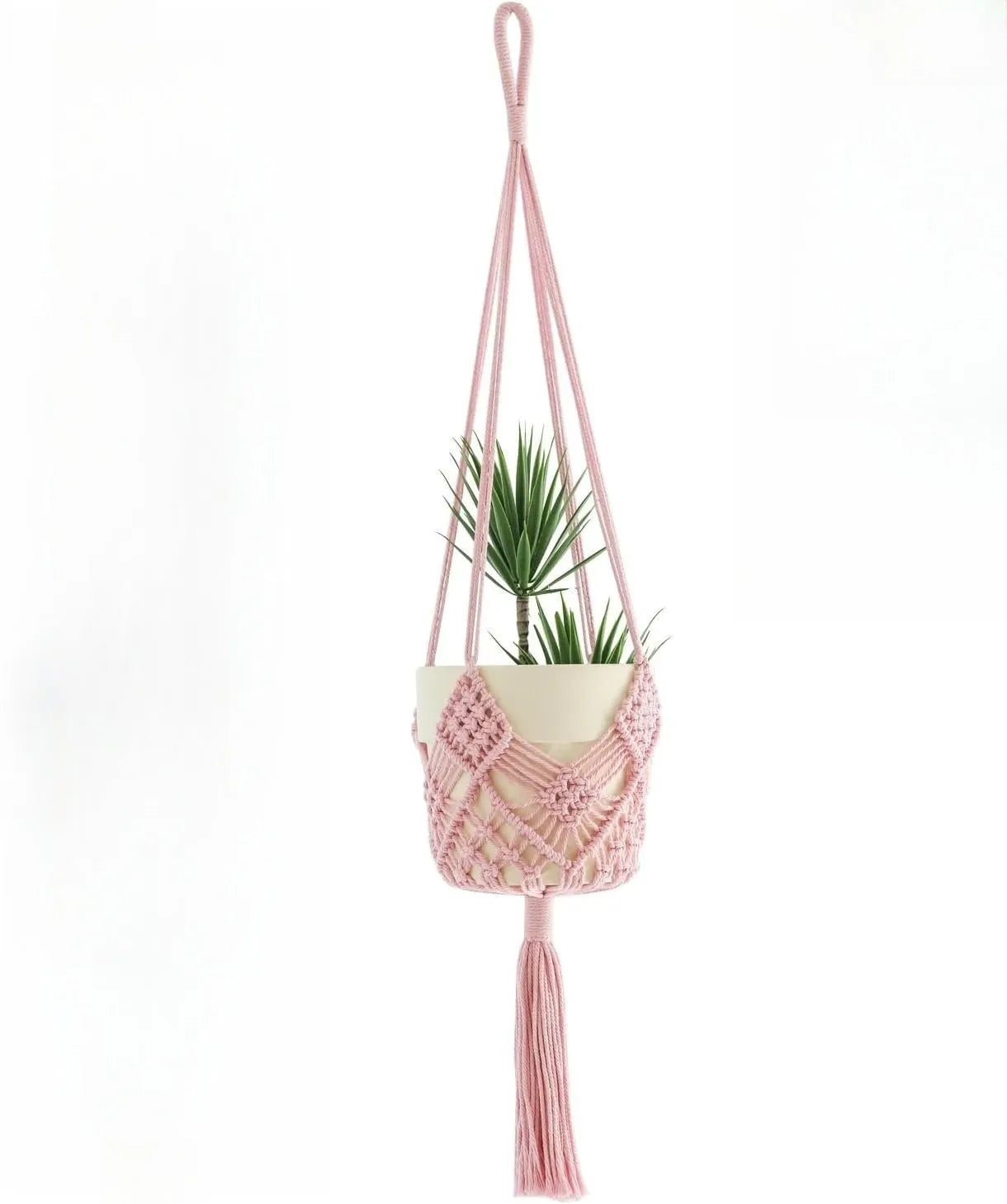 Hand-woven polyester cotton flower pot in brown colour displaying textured weave pattern