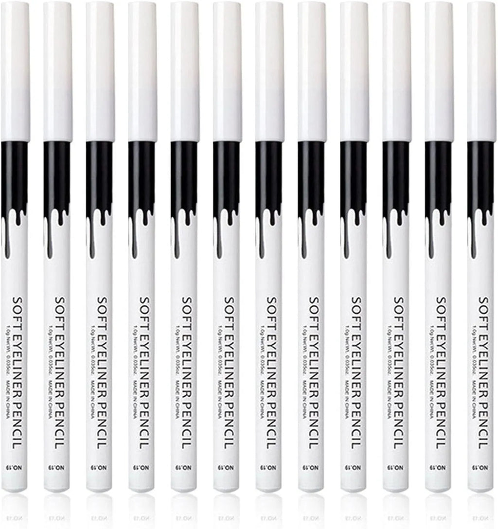 12-piece white and black waterproof eyeliner pencil set for eyebrows, eyeshadow and lips with sharpener