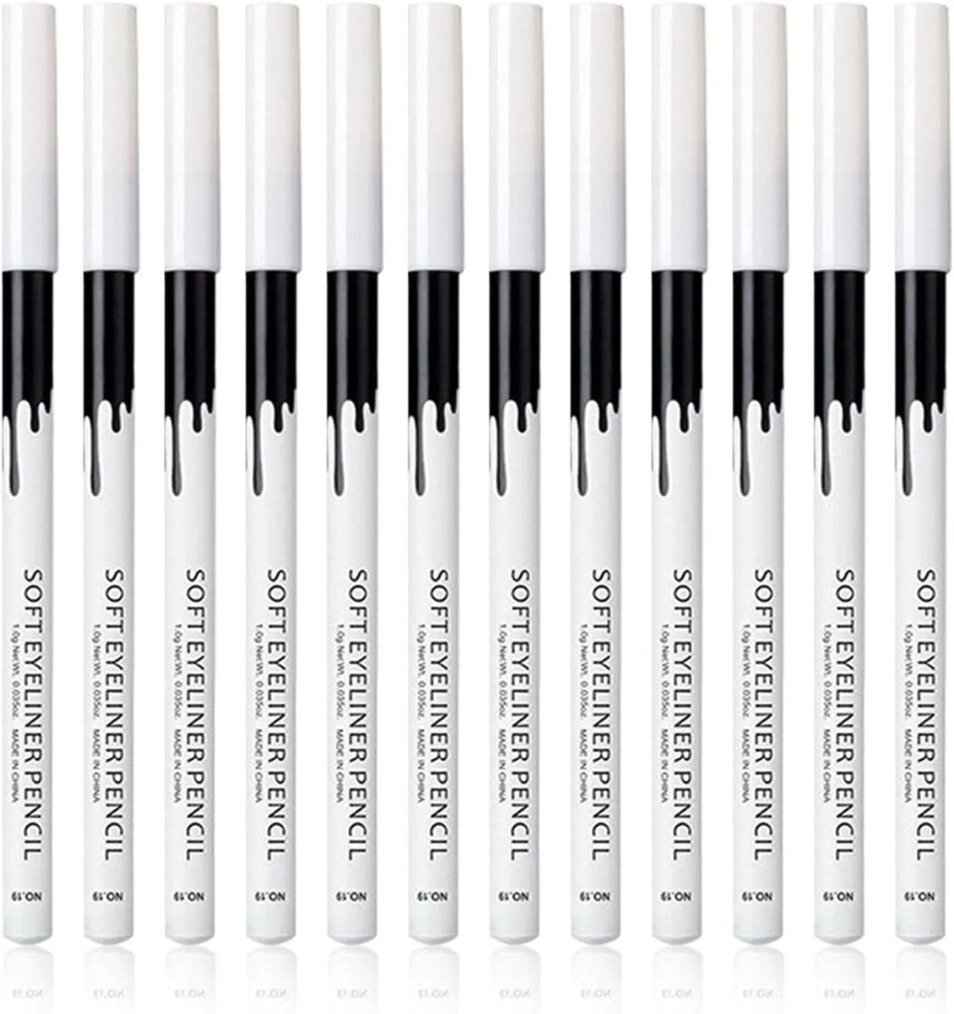 12-piece white and black waterproof eyeliner pencil set for eyebrows, eyeshadow and lips with sharpener