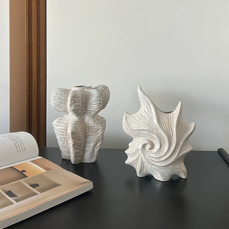 French art ceramic vase with European style design and coloured glaze finish