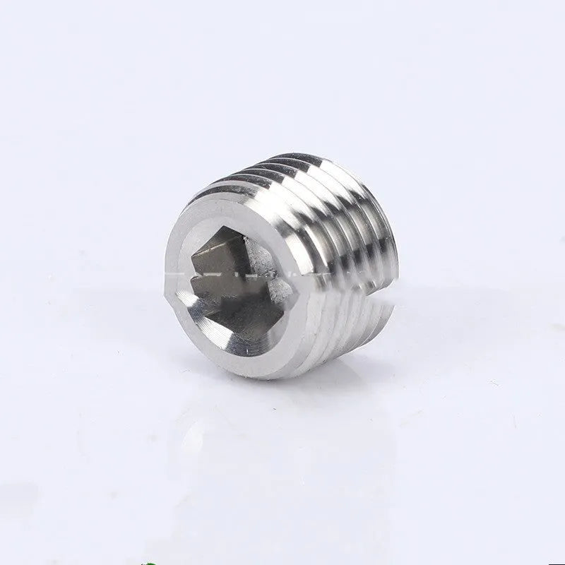 Stainless steel hexagon head bulkhead pipe plug for 3/8 inch series.