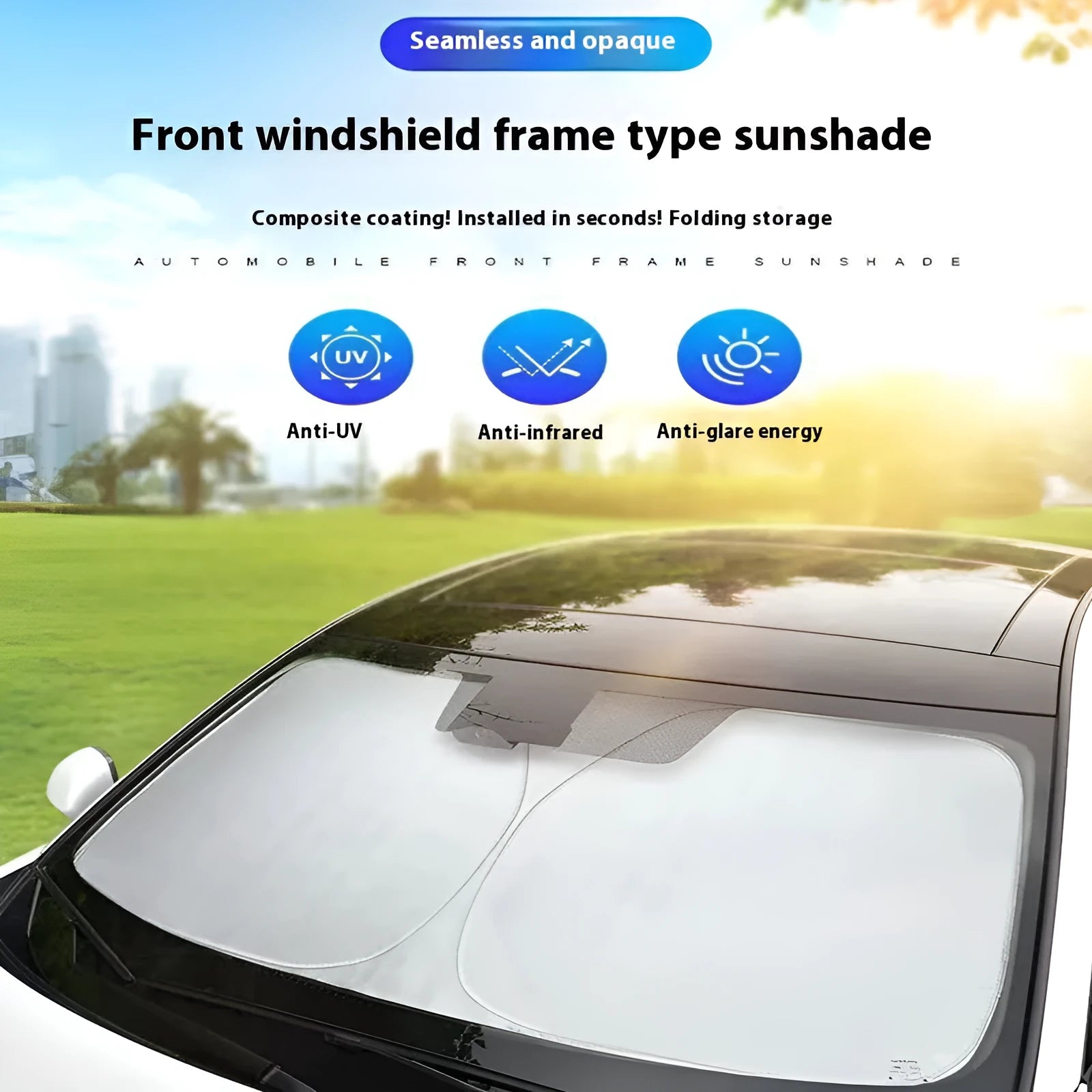 Titanium silver aluminium foil car sunshade for windscreen heat insulation and UV protection