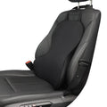 Memory cotton car cushion for lumbar support in a neutral colour on a car seat.