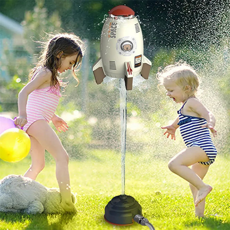 Water pressure rocket launcher toy with base and faucet connector, 14.8x29x14.8cm, for garden water play