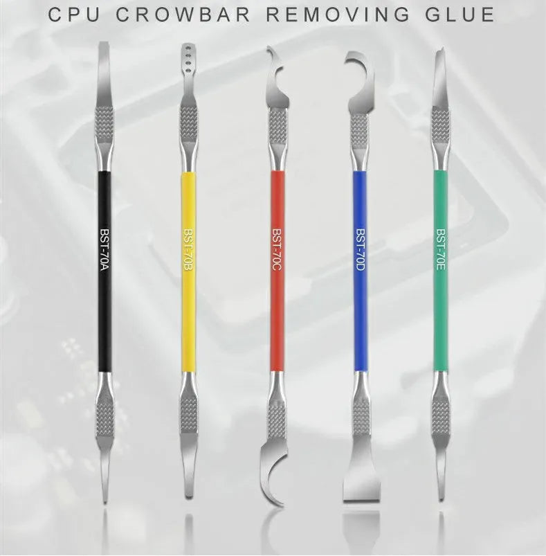 Five-piece plastic tool knife disassembly set with stainless steel blades for tool maintenance