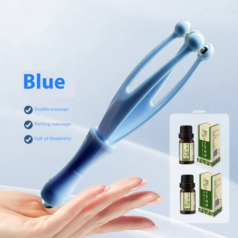 Blue and white steel ball finger massager for hand joint tension relief