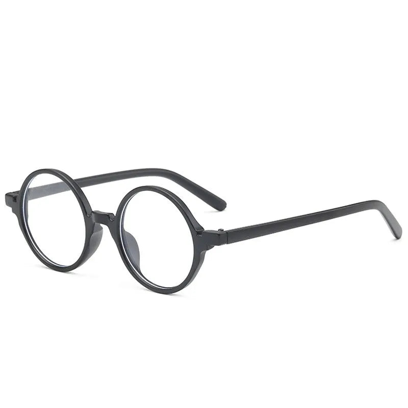 Artistic retro round glasses frame in bright black, sand black, tofu pudding, or transparent grey colours