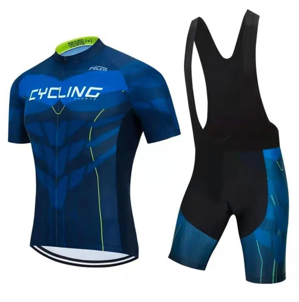 Cycling jersey and pants set for summer riding with moisture management properties