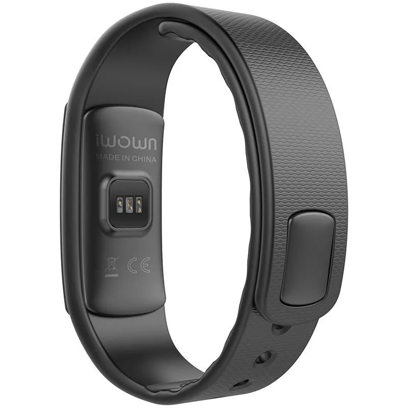 I6 smart sports bracelet in black with a 0.96-inch screen on a wrist.