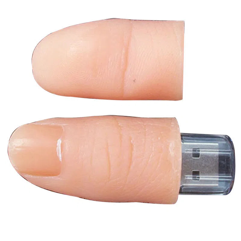 Silicone finger USB flash drive with USB 2.0 connector, available in 8GB and 64GB, shockproof and antimagnetic.