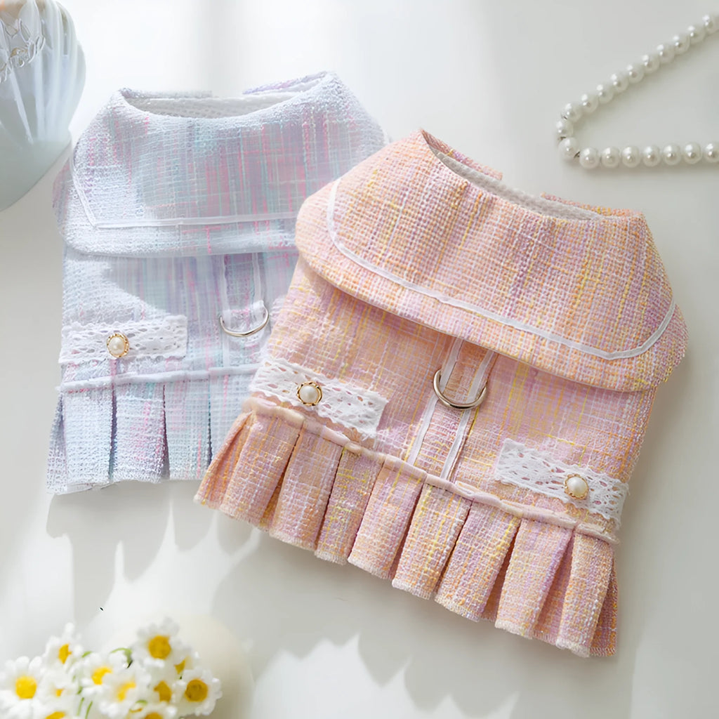 Small dog and cat pet clothes in polyester fibre, available in Salem purple and A & L pink colours across S, M, L, XL sizes