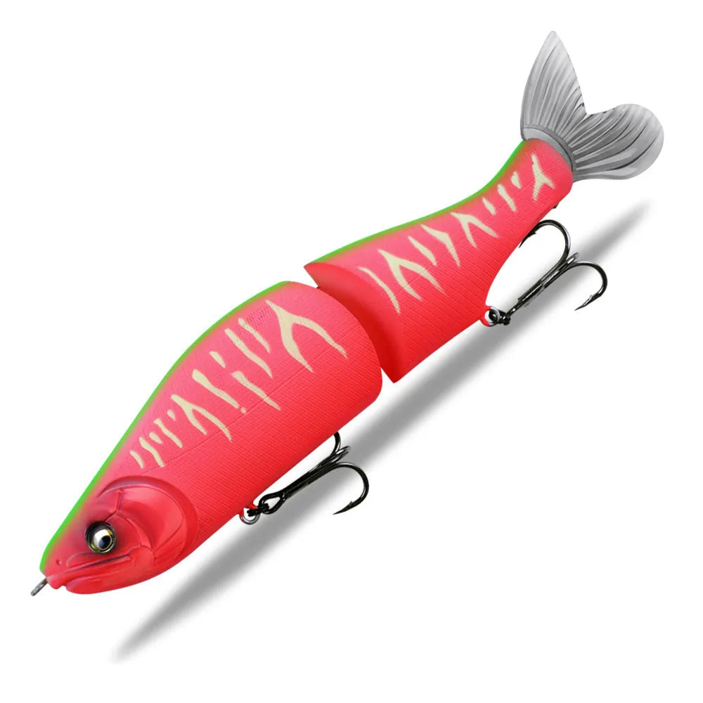 185mm plastic swimming fishing lure for bass on a blue background.