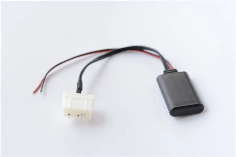 Black Mazda Bluetooth audio adapter cable for 2006 and newer models with AUX and Media key.