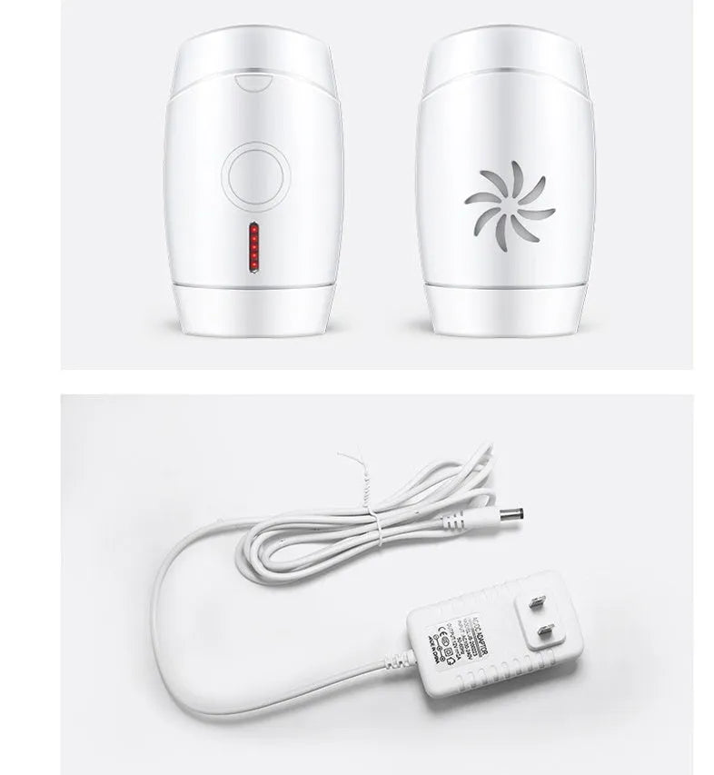 White home laser hair removal instrument with 5 energy gear settings and compact handheld design