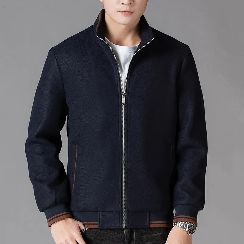 Men's grey sports-style fleece jacket with long sleeves and a stick pocket