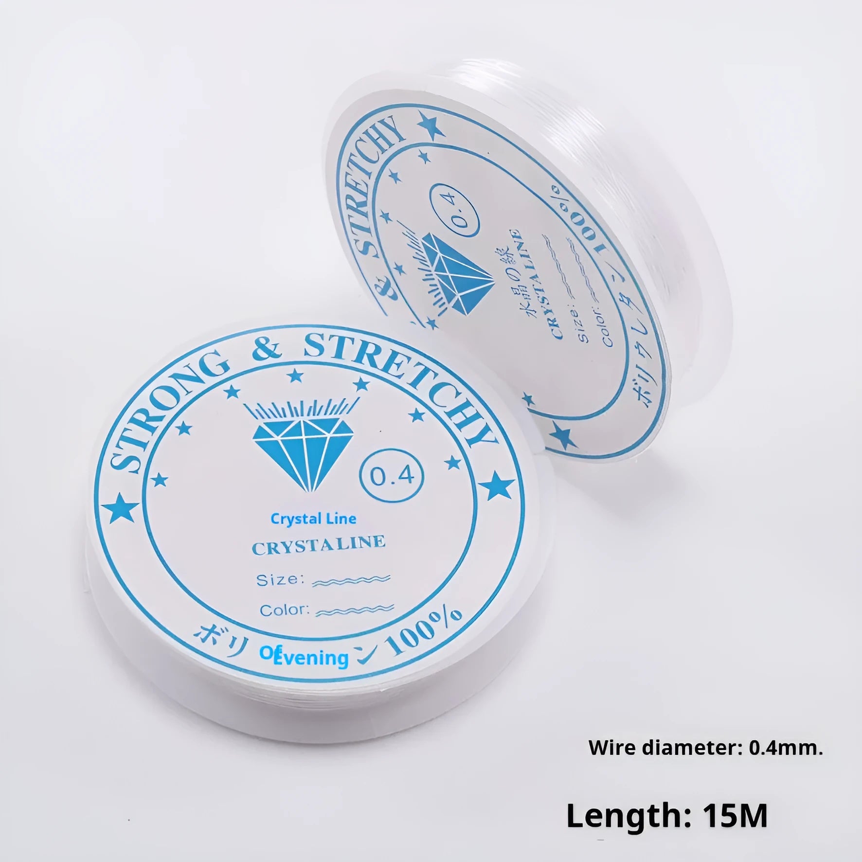Spool of transparent white elastic fishing line for DIY jewellery and craft projects