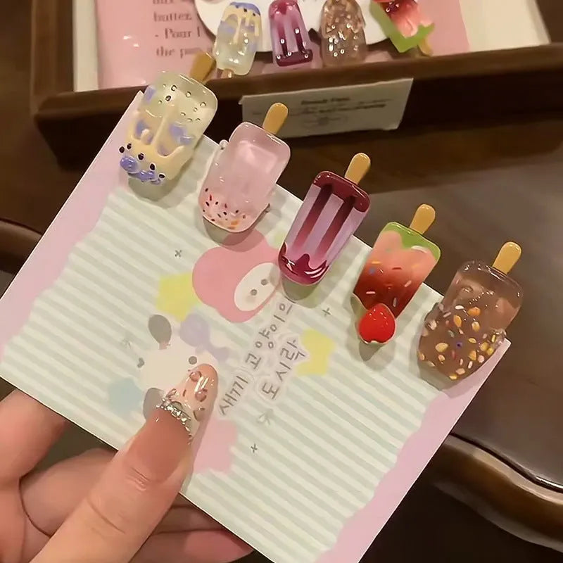 Cartoon ice cream resin hair clip barrette for women in sweet girl style