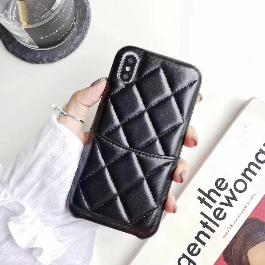 Black leather iPhone case compatible with iPhone XS Max and older models