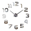 Round silver acrylic wall clock, single-sided, for living room bedroom study or office wall