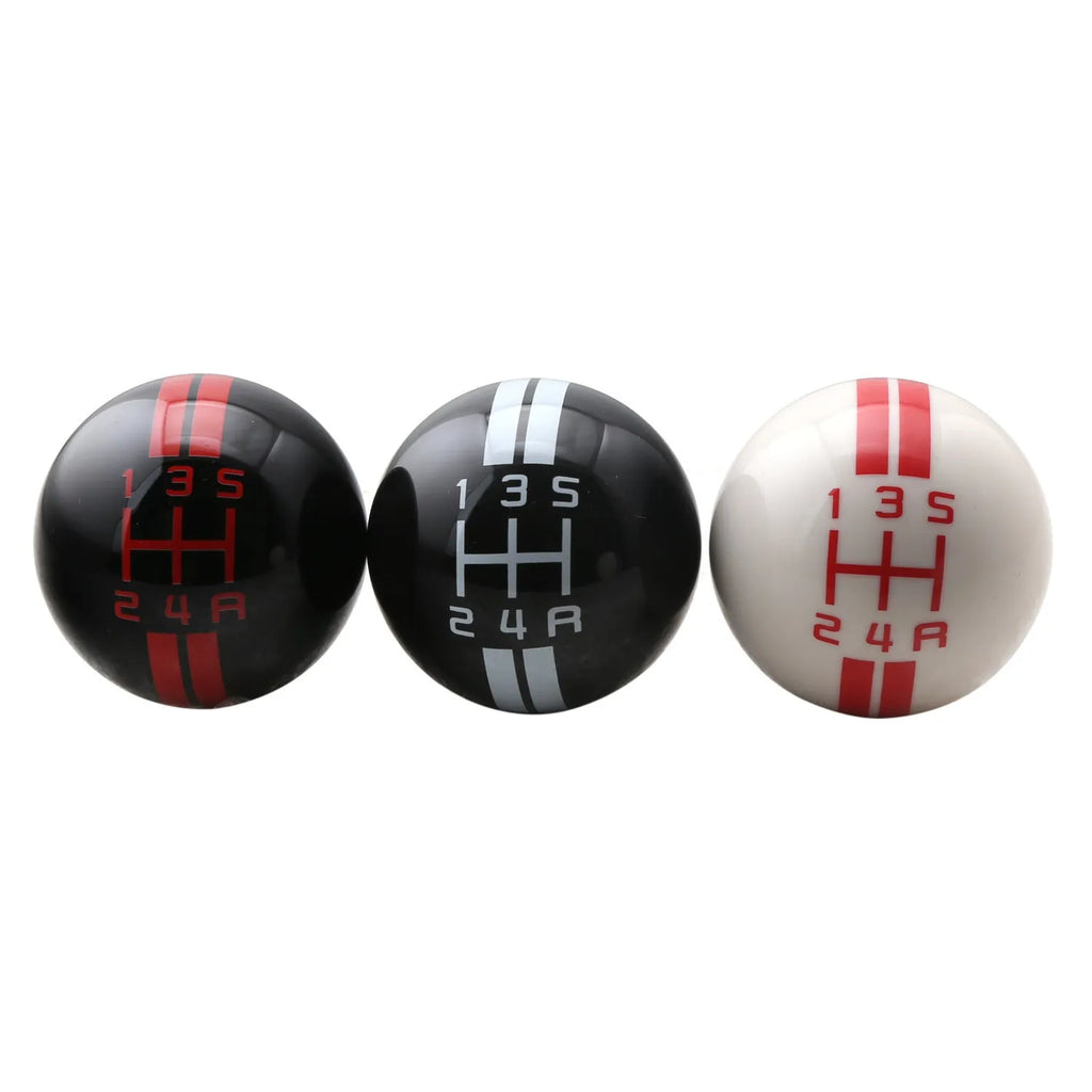 Universal black ball 5-speed car gear head with red number detailing on 5th gear position
