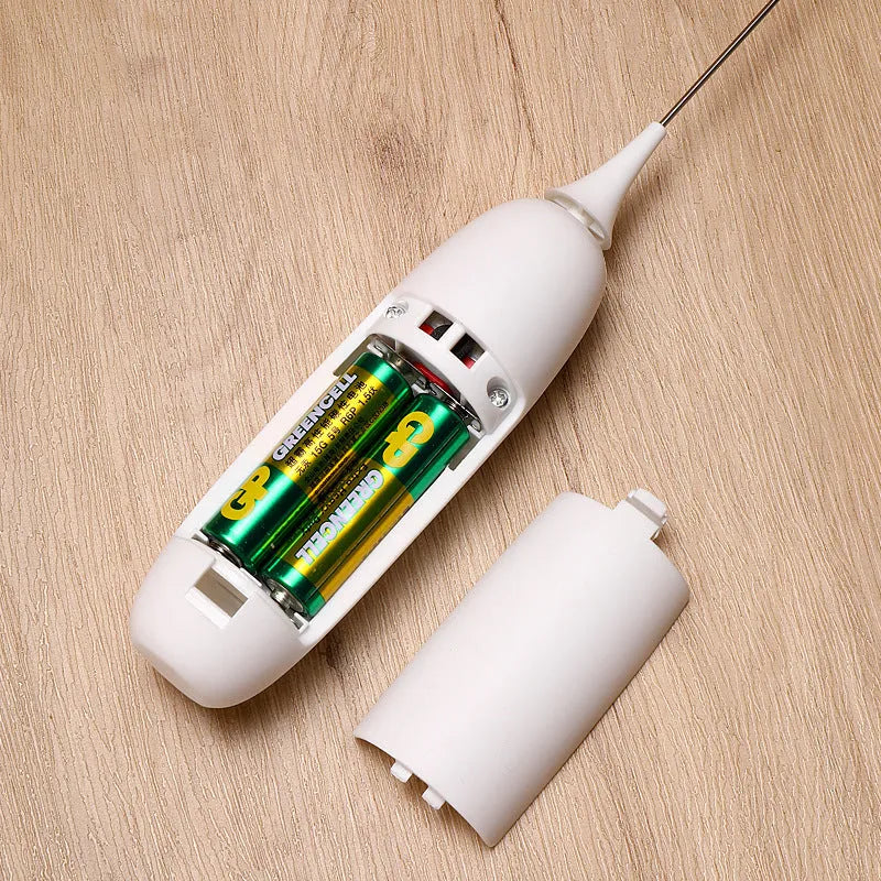 Hand-held electric milk frother blender in black or white colour with modern simplicity design