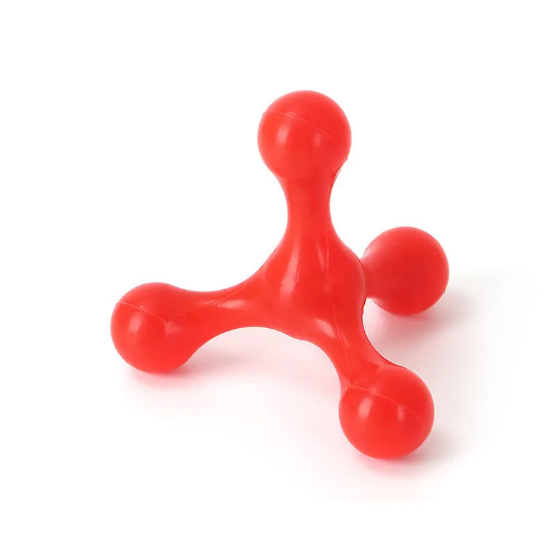 Beef-flavoured silicone chew toy for small medium dogs with three legs measuring 9.5cm