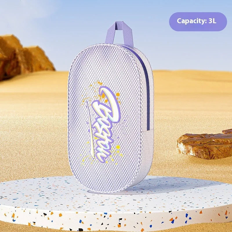 Waterproof EVA swimming storage bag available in orange, red, purple, or white colours with 3L or 7L capacity options