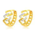 Gold geometric hollow-out earrings with electroplated finish and ear clip fastening