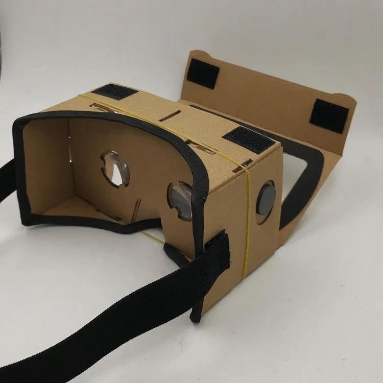 VR Cardboard Glasses viewer for smartphones with 3D lenses and adjustable straps in pink or white