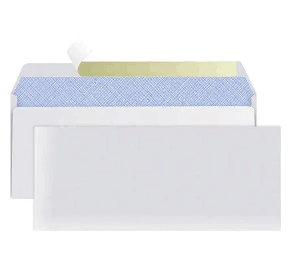 Blue confidential security envelope with self-adhesive anti-opening packaging measuring 105mm by 240mm