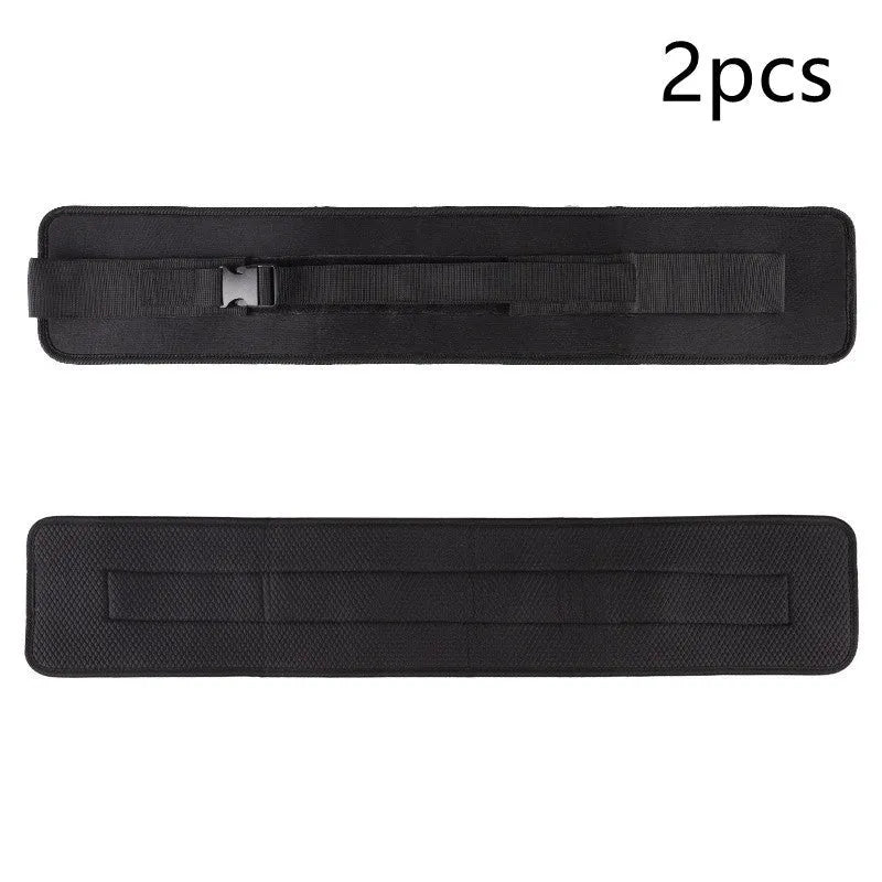 Black or pink fitness auxiliary strap for lumbar support during dumbbell barbell hip bridge exercises.
