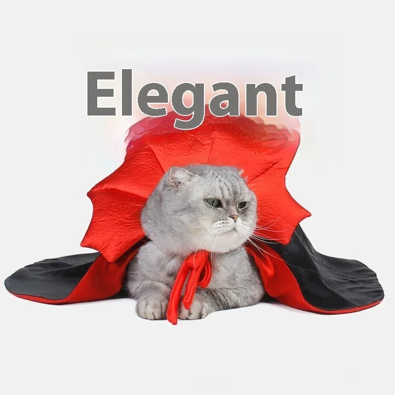 Black and red Halloween costume for cats and dogs made from polyester fabric