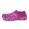 Women's camouflage flyknit water shoes with front laces and a flat rubber sole