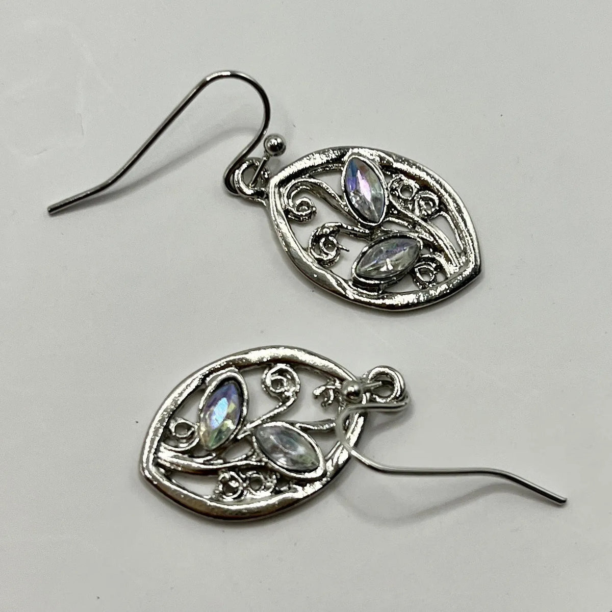 Silver moonstone earrings with embedded colourful leaves design women's jewellery