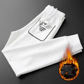 Men's twill stretch trousers in white or black, sizes M to 4XL, smart casual and everyday wear