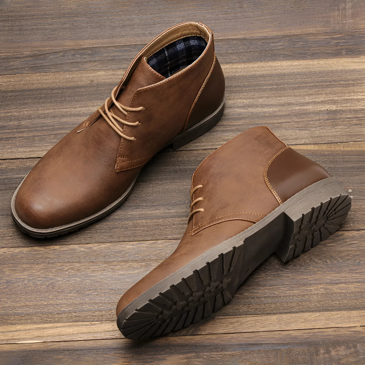 Men's retro style work boots in colour KD785 with PU upper and lace-up front, sizes 39-48