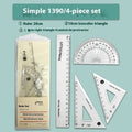 Youpai transparent acrylic ruler set with square and protractor in blue or black styles for drawing