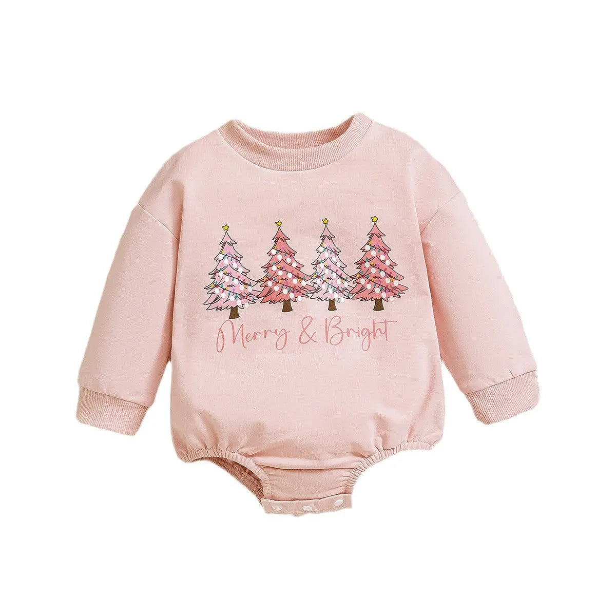Girls' letter print long sleeve cotton triangle jumpsuit in lotus root colour for 0-12M babies