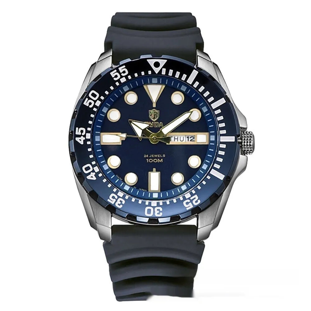 Men's waterproof luminous quartz movement business watch with steel strap in sports style