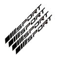 Hollow sports design car rim stickers in black, red, and white on PET vinyl sheet