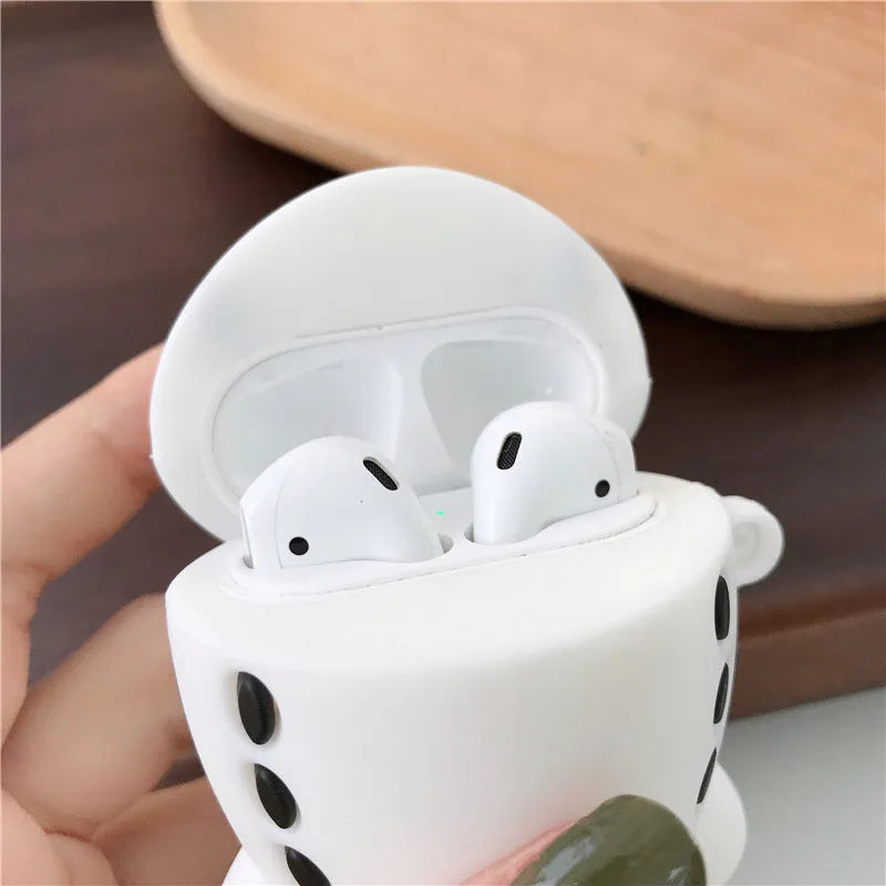Silicone flip case with airplane headset design for AirPods 1st and 2nd generation with carrying hook