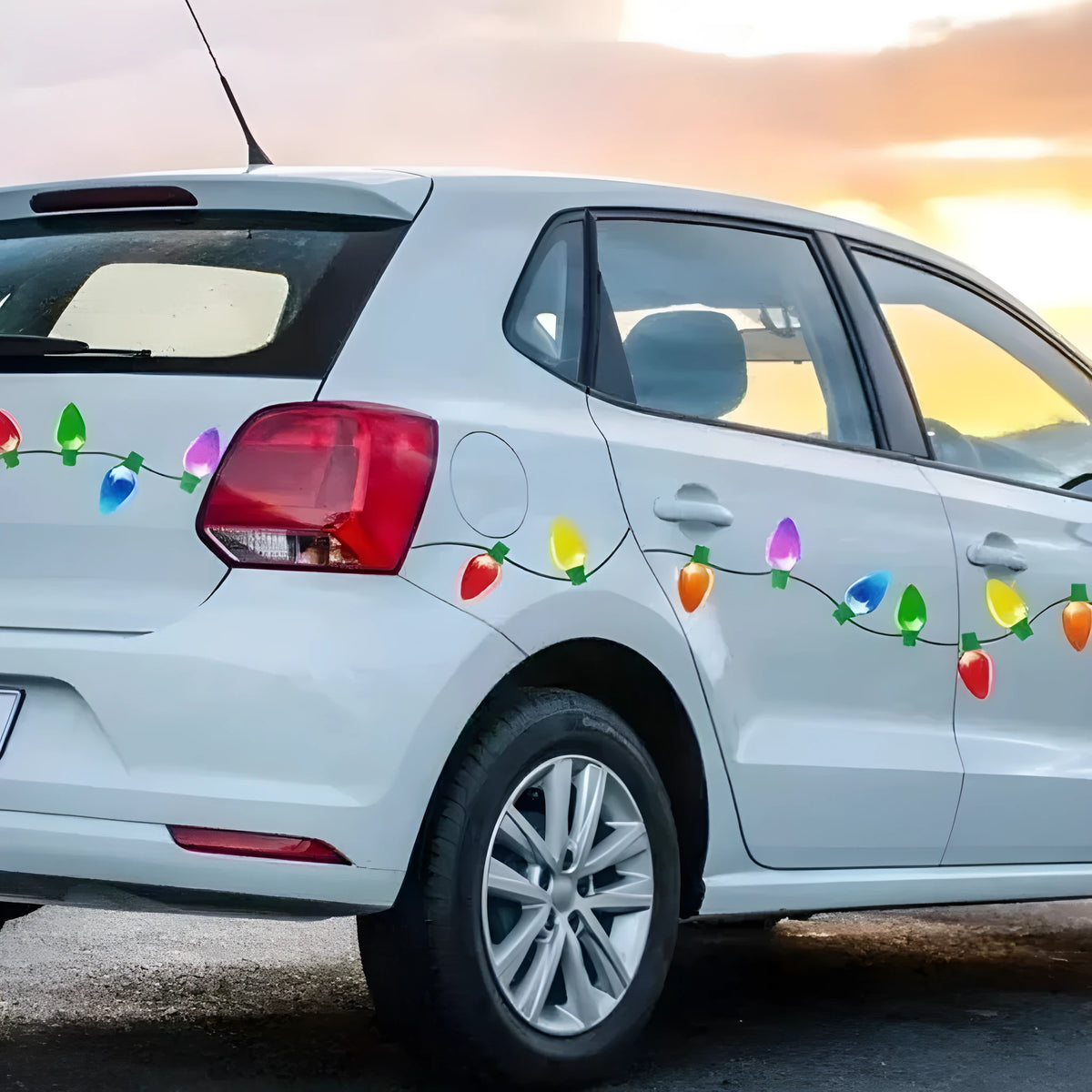 Christmas magnetic reflective light bulb set with 24 bulb ornaments and 12 wire pieces for car and refrigerator decoration