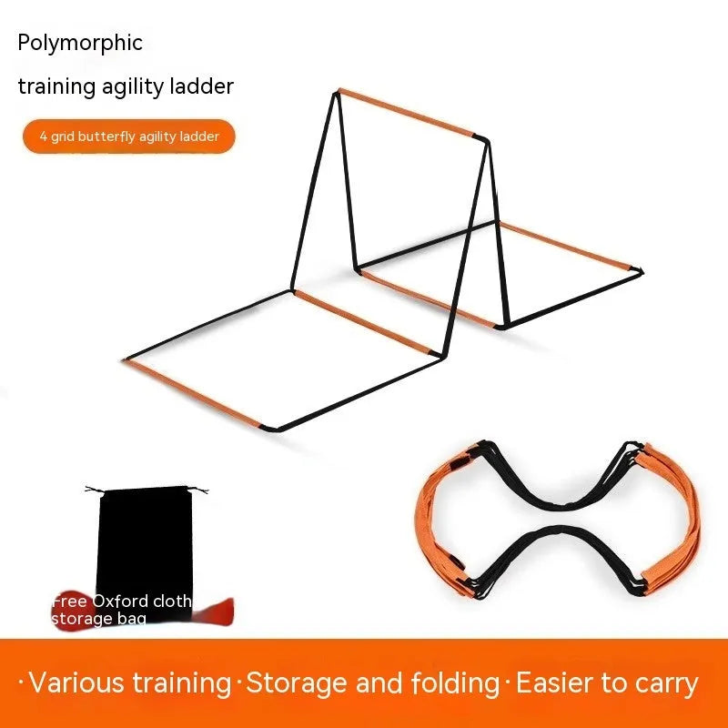 Butterfly pattern agility ladder with jump grid for youth physical fitness training
